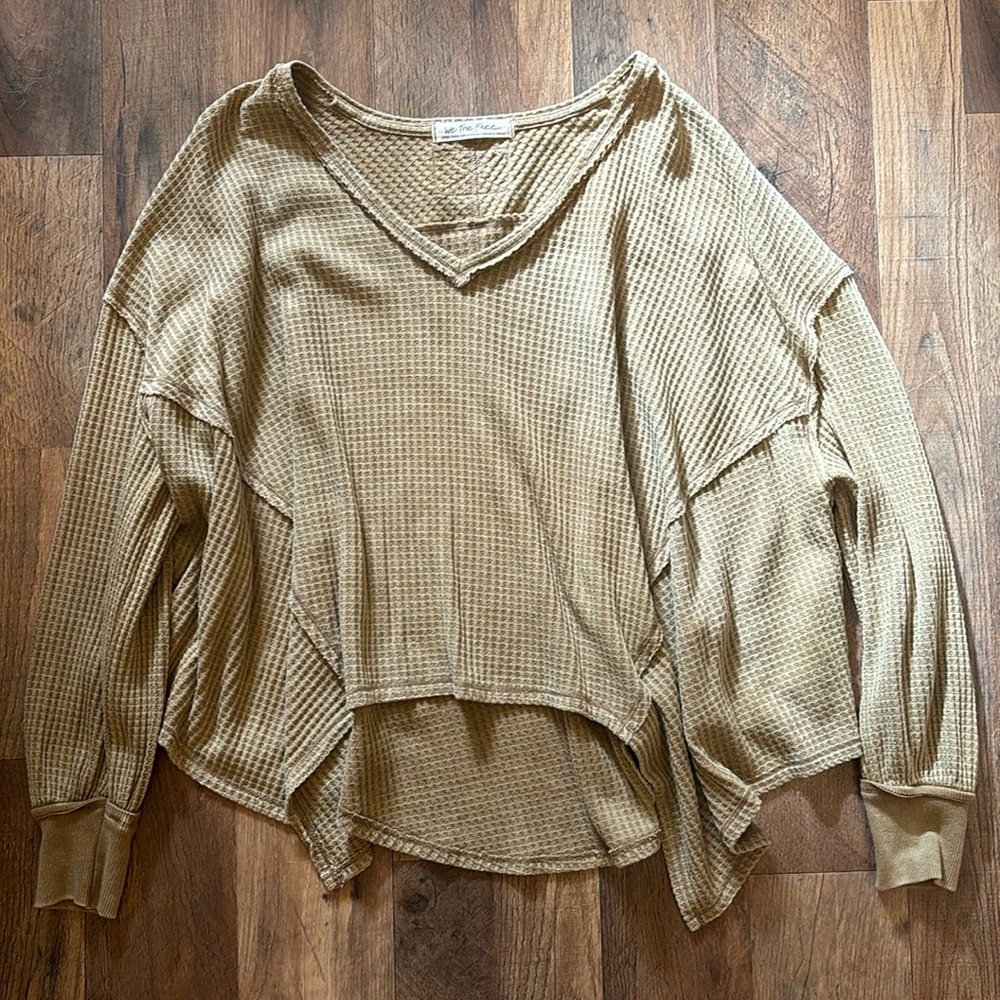 Free People Coraline Waffle Knit V-Neck